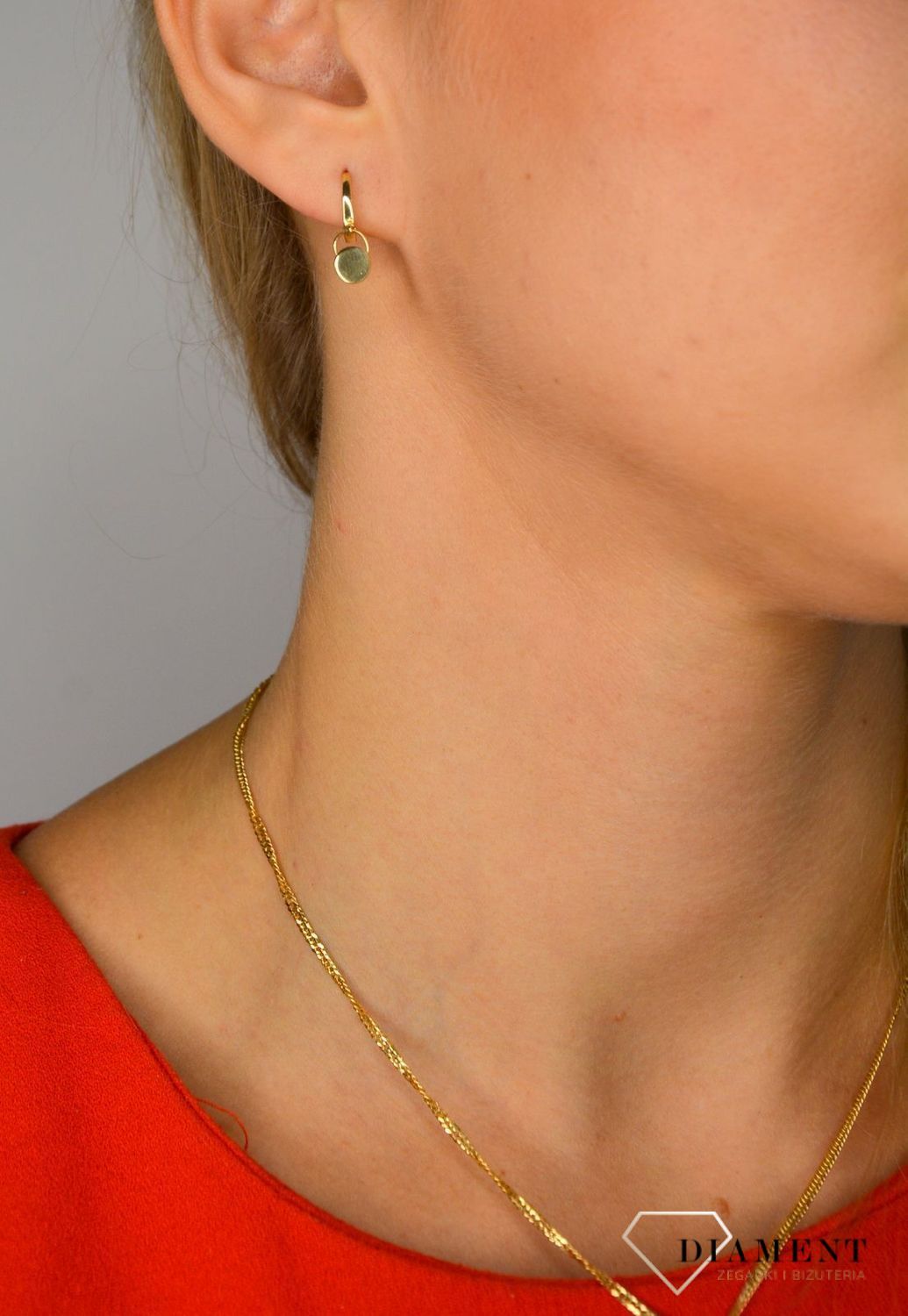 Złote kolczyki 585 z wiszącym kółeczkiem KL 6780.jpg